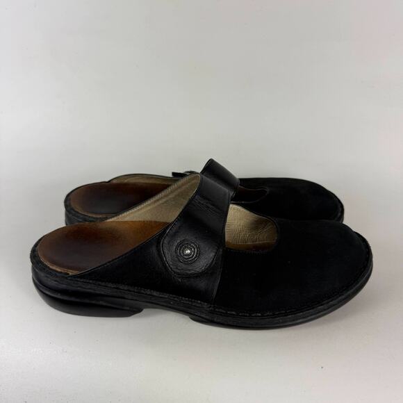 Finn Comfort Asinara Clogs Women's 10 Black Leather Slip-On Adjustable Strap - Picture 2 of 9